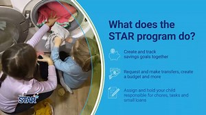 RBFCU STAR Program: The fun way for kids to learn about finances. Track savings, complete chores, and request spending money with hands-on learning. Start their financial journey today and enroll your child in STAR! rbfcu.org/star | RBFCU