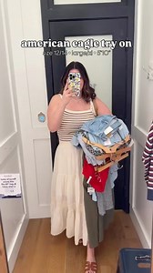 10K views · 134 reactions | Midsize American Eagle summer try on! I had the bessst time shopping at AE yesterday! They have so many cute items for the summer + I even found some of the new summer I turned pretty pieces! Which look is your fav?? For me it’s the stripe lounge set, I actually took that one home with me 殺 ✨ comment ‘OUTFIT’ to get details to all looks #americaneagle #aejeans #size12 #size14 #midsize #midsizestyle #fashionhaul | Kelly Elizabeth | Facebook