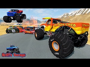 MONSTER JAM MADNESS #16 | Crashes, Backflip Championship, Drag Racing and Freestyle! - BeamNG Drive