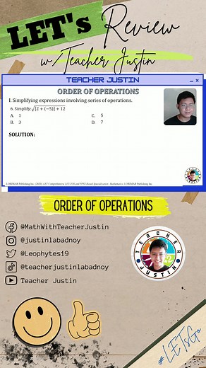 LET Review Order of Operations [Example 6] #MathWithTeacherJustin #Math #EduWow #LearnOnTikTok #TikTokSwela #EduTokPh #TikTokU #LETReview #CSEReview