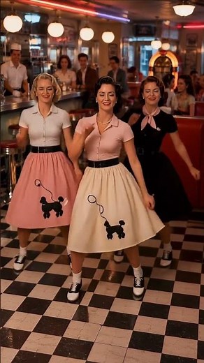 1950s diner girls knew it was poodle skirt dance time 💃 #Elvis #Vintage #Dance