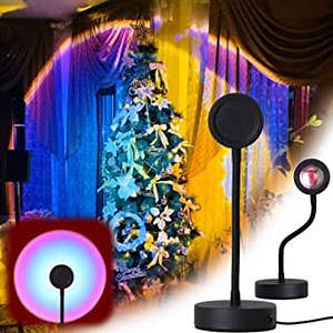 Sunset Lamp Projection Led Light,Sunset Lamp Projector 360 Degree Rotation,Night Light Projector Lamp,Romantic Projector Light Home Party Bedroom Living Room Decor Gift(Rainbow)