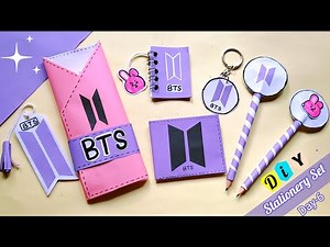 (Day-6)How to make BTS Stationery set at home /DIY handmade stationery set /BTS Stationery