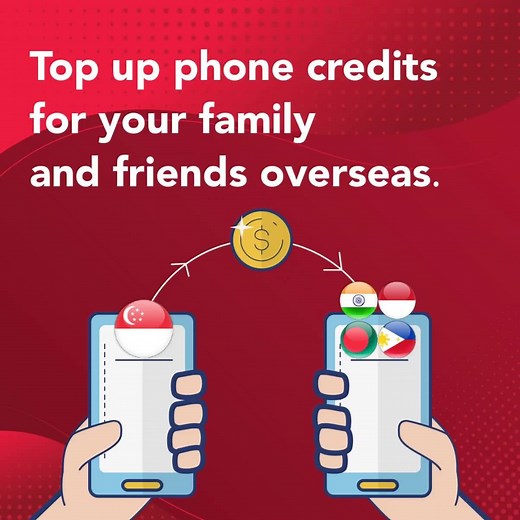 Top up other Singtel Prepaid or overseas prepaid mobile numbers with hi!Share! You can send phone credits to another user easily via hi!App or hi!Account. How to top up for others on hi!App 1) Log in to hi!App (singtel.com/hiapp) 2) Select ‘Top Up For Others’ 3) Select country, number to top up and top-up value How to top up for others on hi!Account 1) Log in at hi.singtel.com 2) Select Offers/Add-ons 3) Select hi!Share International (overseas) or hi!Share Singapore (local) 4) Select country, nu