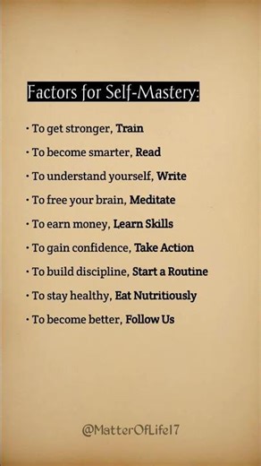 Factors for Self-Mastery 💡💪 Train, Read, Meditate & Grow #SelfGrowth #Discipline