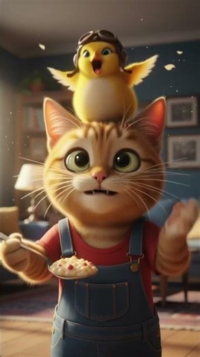 Tiny Chick vs. Big Cat: CHAOS! 💥 #viral #shorts #viralvideo #cat