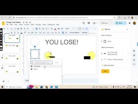 How To Make a Dodge The Bullets Game In Google Slides (G Suite)