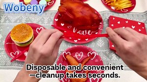 96 Pieces Valentine’s Day Tableware Set – Red and White Disposable Plates, Napkins, and Forks with Heart and Love Designs for Valentine’s Parties Romantic Celebrations – Serves 24 Guests