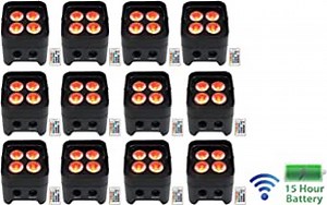 12 Rockville Best PAR 50 Battery Par Can Wash Up-Lights w/Wireless DMX+RGBWA+UV