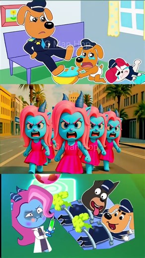 SHERIFF LABRADOR EXE vs DOBIE EXE vs SHERIFF PAPILLON EXE x Coffin Dance | #4622 Tiles Hop #shorts