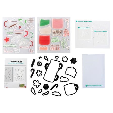 Diamond Press Holiday Mugs Stamp, Die and Stencil Set | HSN