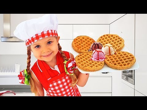 Diana nấu ăn với đồ chơi nhà bếp dễ thương