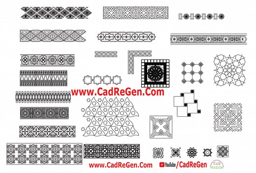 2d Arabic Decorative Geometrical Patterns DWG Block #3