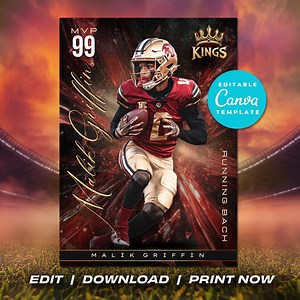 Custom Football Trading Card Template DIY Sport Cards Printable Customizable Player Card Canva Template Kids Sport Card Football Cards - Etsy