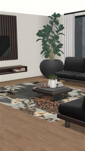 Modern Cozy Living Room Design 🖤 | The Sims FreePlay #simsfreeplay #simsbuild #thesims