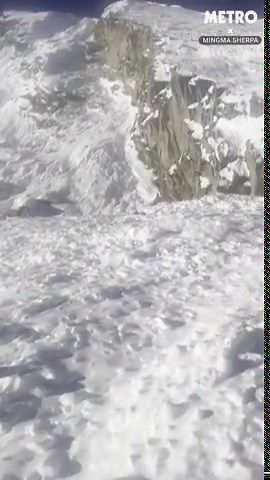 Dramatic footage shows moments after deadly avalanche hits climbers in the Himalayas