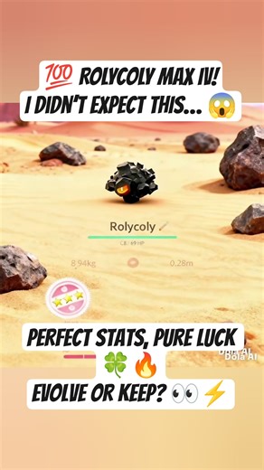 💯 Rolycoly 100% IV! Pure luck, no debate 🔥#pokemongo #rolycoly #hundo #raid #fyp #shorts #maxiv