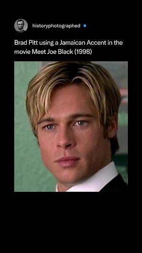 In Meet Joe Black (1998), Brad Pitt's attempt at a Jamaican accent for his character (Death inhabiting a man's body) became one of the film's most debated elements. While some viewers found it distracting, Pitt maintained it was intentional - meant to sound "otherworldly" rather than authentically Jamaican. The accent is part of a scene where Death, experiencing human life, interacts with an elderly Jamaican woman. | History In Pictures