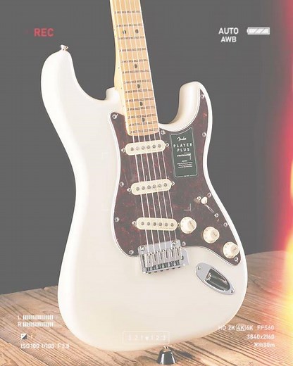 Appealing Fender Player Plus Stratocaster guitar in Olympic Pearl finish