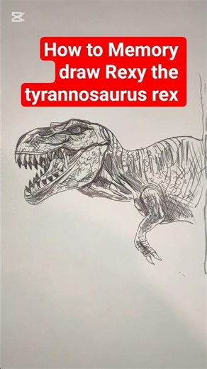 How to Memory draw "Rexy"🦖. #jurassicworld #jurassicpark #rexy #dinosaur #howtodraw #dinosaurart