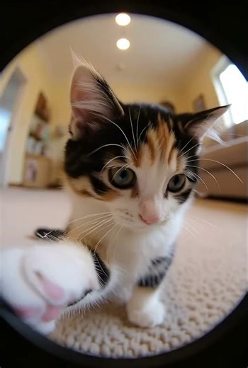 Kitten Camera Peek-a-Boo! 😻 Ultra Cute Calico Cat Close-up | Fisheye Fun