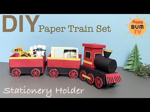 DIY STATIONERY TRAIN SET I HOW TO MAKE PAPER TRAIN I DIY DESKTOP DECOR IDEAS