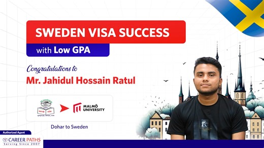 Sweden student visa Success story of Mr. Jahidul Hossain Ratul 💥 From Padma Government College, Dhaka to Malmö University, Sweden 🎉 Congratulations to Ratul on securing his Sweden Student Visa for a Bachelor’s in International Migration & Ethnic Relations (SGIME) at Malmö University, Sweden. We wish him a wonderful new journey and a brighter future ahead. Career Paths is proud to be part of his successful achievement! 👨‍🎓 Ready to Create Your Own Success Story? 📝 Book a Free Counseling Appo