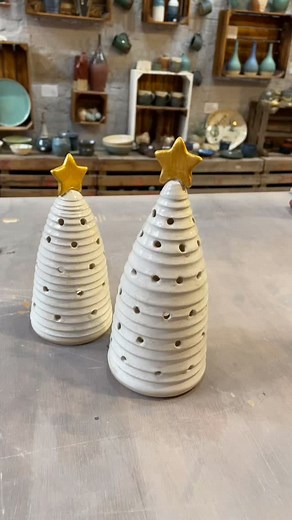 3 comments | More Christmas trees on display. We only have a small batch of these ceramic trees. #ChristmasCeramics #CeramicDecorations #HandmadeChristmas #ClayChristmas #CeramicOrnaments #ChristmasOrnaments #FestiveCeramics #HolidayCeramics #HandmadeOrnaments @visitcastleroad | Fatclay Pottery | Facebook