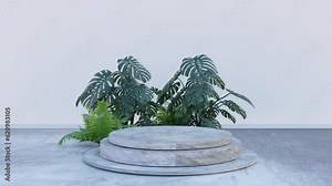 Loft podium rotation footage for 360 degree product presentation, 3D illustrations rendering