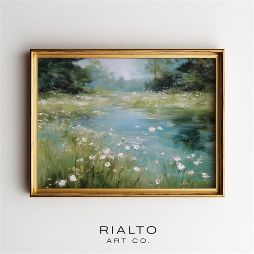 French Country Springtime Art, Vintage Pastoral River Landscape, Impressionist Cottagecore Wall Decor, Printable - Etsy