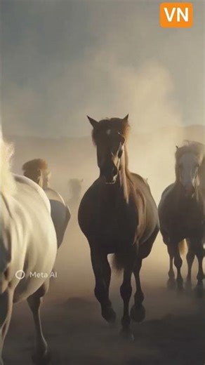 Horses moving towards one direction created with AI #horse #ai #trending #ytshorts