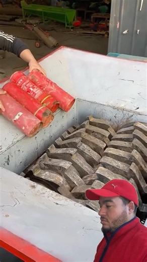 Fire Extinguishers vs Industrial Shredder – Extreme Crushing!