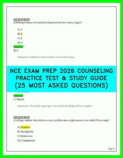 NCE Exam Prep 2026: 25 Most Asked Counseling Questions | Practice Test & Study Guide
