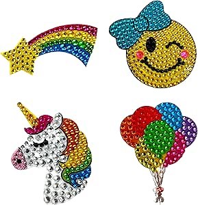 StickerBeans® Rhinestone Stickers - Magical 4-Pack, 2” x 2” Each, Unique Sparkly Cut-to-Shape for Collecting, Trading, Decorating Laptops, Phone Cases, Scrapbooks - for Kids, Teens, & Adults