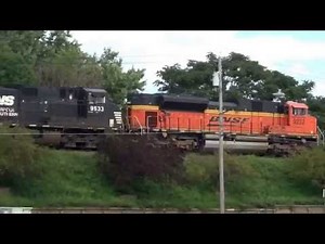 BNSF and 3 NS Engines Power CSX Oil Train