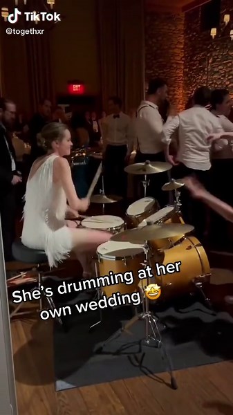 And the coolest bride award goes to @Its_LaineeH #drummergirl #drummer #bride #wedding