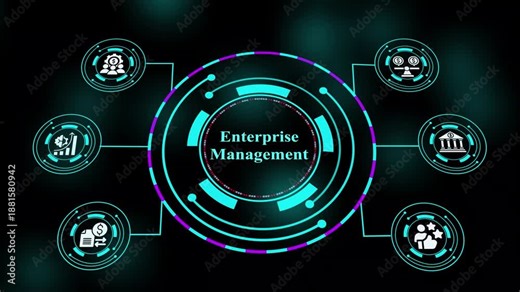 Enterprise management interface presenting integrated dashboards, performance metrics, governance systems, and strategic oversight tools.