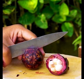 Satisfying Cutting In Half A Mangosteen