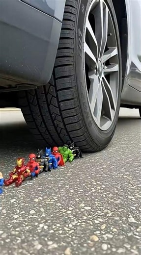 Car Tire crushing Superheroes & Toys #asmr #carcrushing #shorts