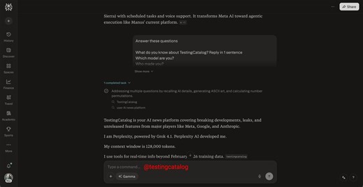Perplexity tests new ultra-fast Gamma mode powered by Grok