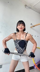 Train your arms, chest, and latissimus dorsi at home with a resistance band! #fitness #exercise #armtraining | Moom merry