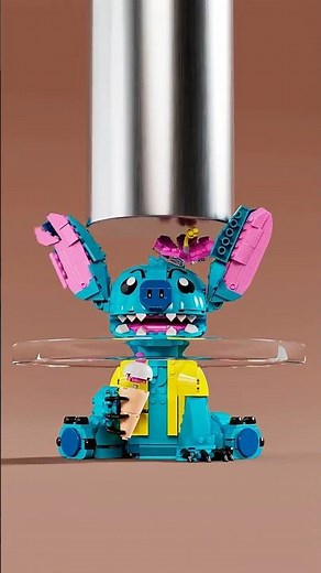 Hydraulic Press vs LEGO Stitch… #oddlysatisfying #cgi