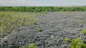 Fly over the Beautiful Tsingy Ankarana rocks in Madagascar island