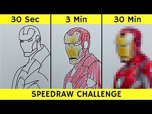 Drawing Iron Man in 30 seconds, 3 minutes, and 30 minutes | Drawing Iron Man Step-by-Step