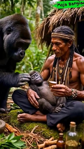 তান্ত্রিক বাবা ছোট্ট গোরিলাকে চিকিৎসা করছে 😭#ai #facts #shorts #animals