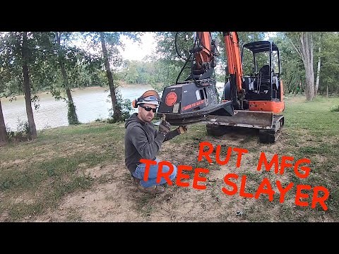 RUT MFG Tree Slayer Brush Cutter on Kubota KX040-4