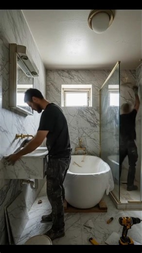 “From Worn to Ultra-Luxury Bathroom ✨ Marble & Brass Transformation | Modern Spa Retreat”