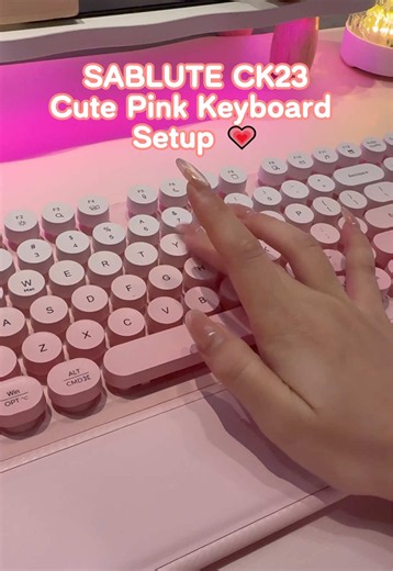 Pink Keyboard Setup: SABLUTE CK23 Cute Desk Upgrade