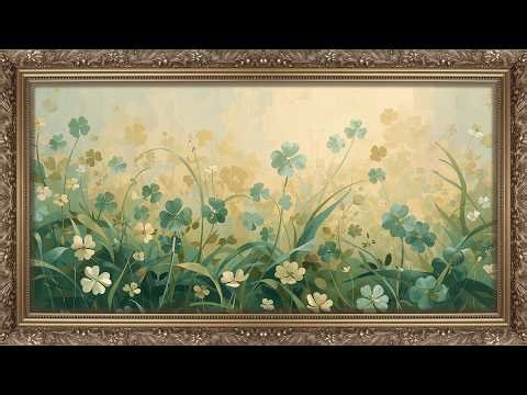 8-Hour Spring Meadow TV Background | Clover Field 4K TV Art Gallery Screensaver for St Patrick's Day