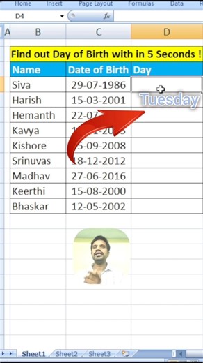 ❌ Manually day guess చేయొద్దు✔ TEXT function ఉపయోగించండి #excel #excelformula #excelintelugu